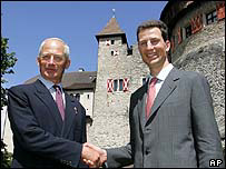 Prince Hans-Adam II of Liechtenstein (left) with son Prince Alois