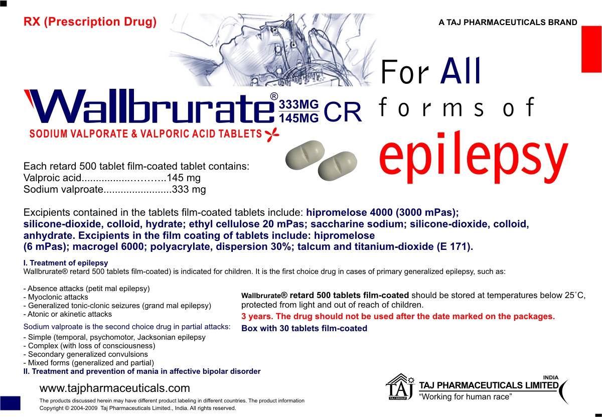 Wallbrurate Tablets (Sodium Valporate and Valporic Acid)