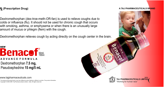 Benacof Cough Syrup (Dextromethorphan + Pseudoephedrine)