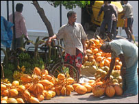 A street vendor in the capital, Male